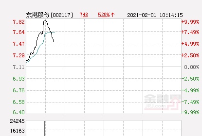 快讯：东港股份涨停 报于7.82元